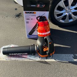 Worx WG520 12 AMP Turbine 600 Electric Leaf Blower. New. Never Been Used(See & Click On Pictures)