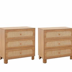 Rattan nightstand set of 2