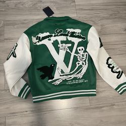 ✨ New Louis Vuitton Varsity Leather green Jacket