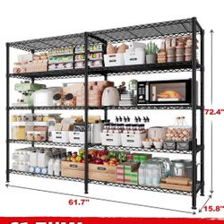 π REIBII 5-Tier Heavy Duty Metal Wire Shelves, Industrial Style, 61.7"W x 15.8"Dx 72.4"H , Adjustable, Rust Resistant