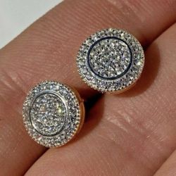 925 Silver Simulated Diamonds Mens Earring Screwback  Studs
