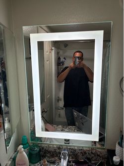 LED lighted bathroom mirror