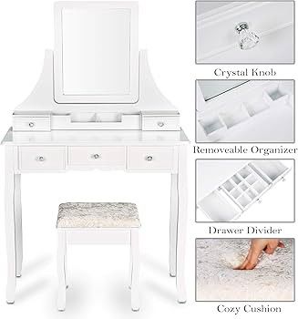 Brand New Vanity Table Set With Chair And Mirror