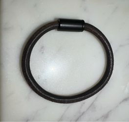 Dark Brown Leather Bracelet with Magnetic Clasp