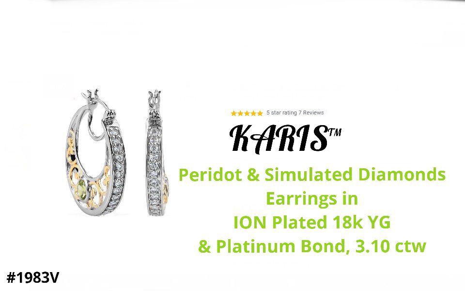 Gorgeous Peridot & Simulated Diamonds Earrings, 18k YG Accents, Platinum