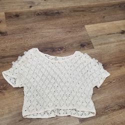 Ivory lace with flowers sz L