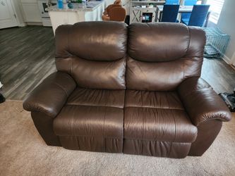 Brown Leather Love Seat