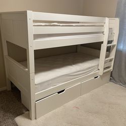 White Twin Bunk Beds (storage and mattresses Included)