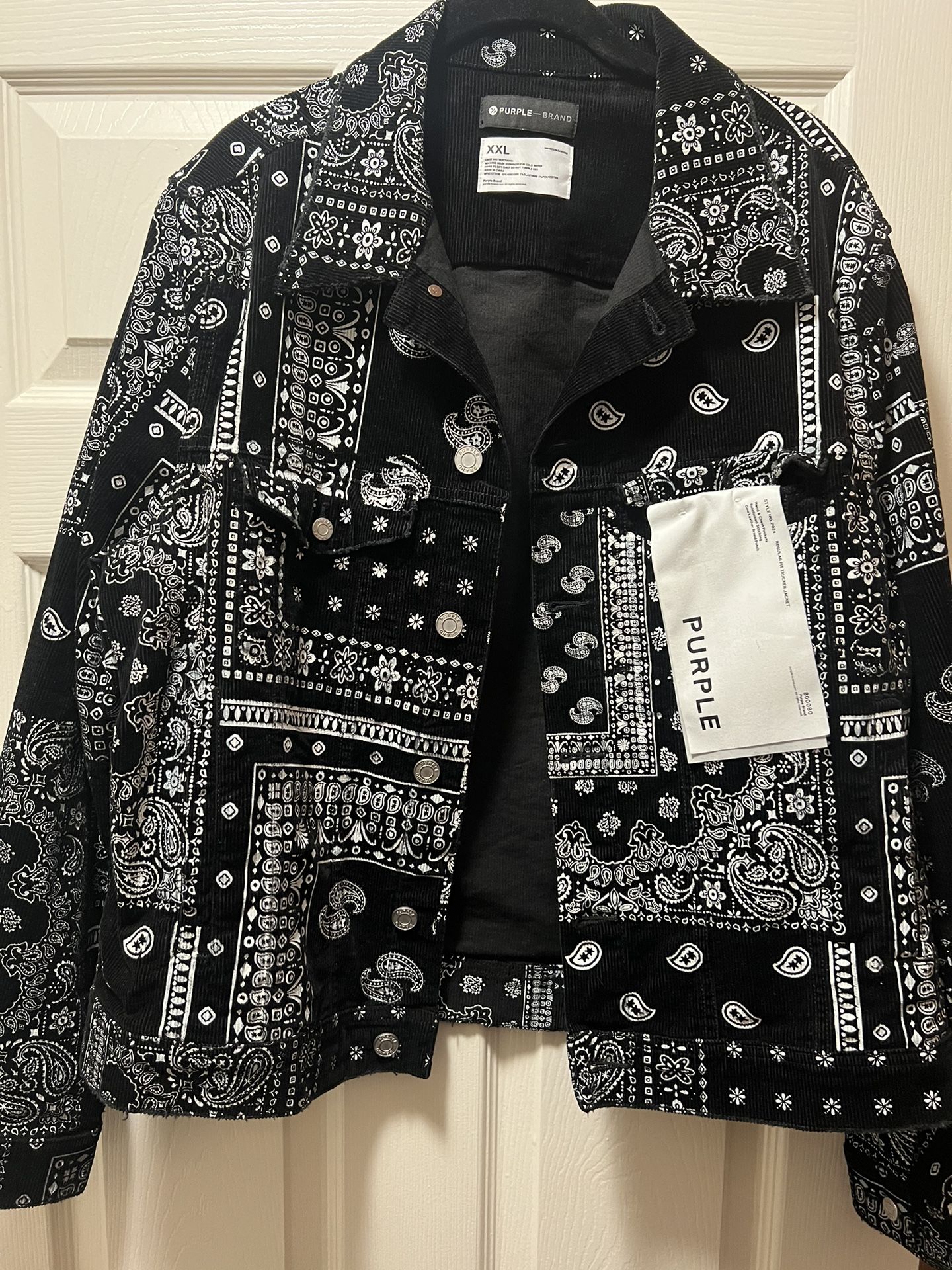 Purple Brand Black Bandana Jean Jacket