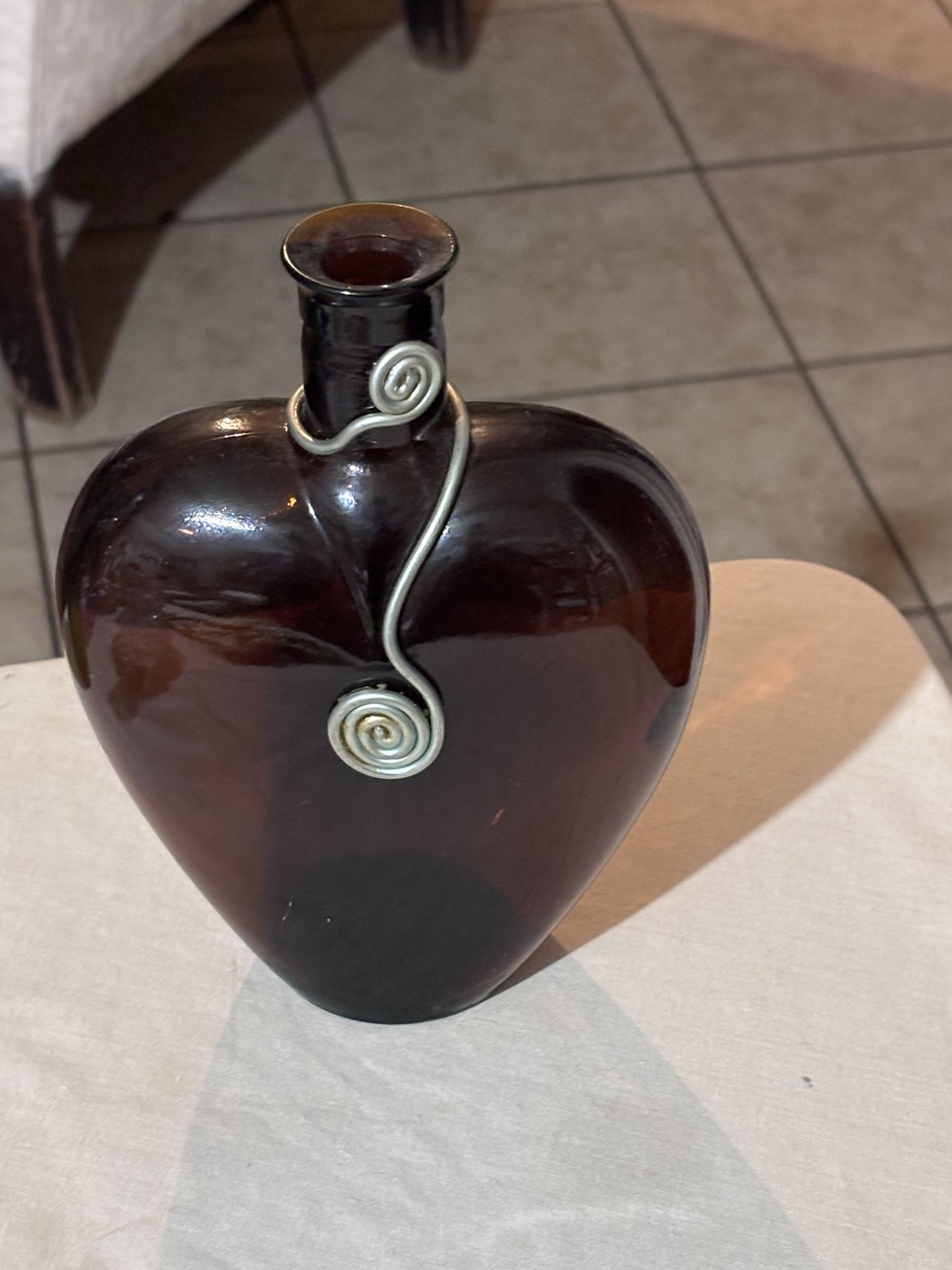 Amber Colored Paul Mason Heart Vase 