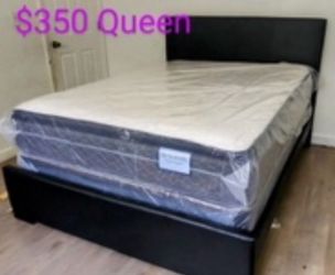 New Queen Size Bed Frame + Queen Mattress Orthopedic