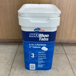 POOL TIME MAX BLUE TABS 6-IN-1 FORMULA  3” TABLETS 35lb