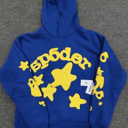 Blue and Yellow Sp5der Hoodie