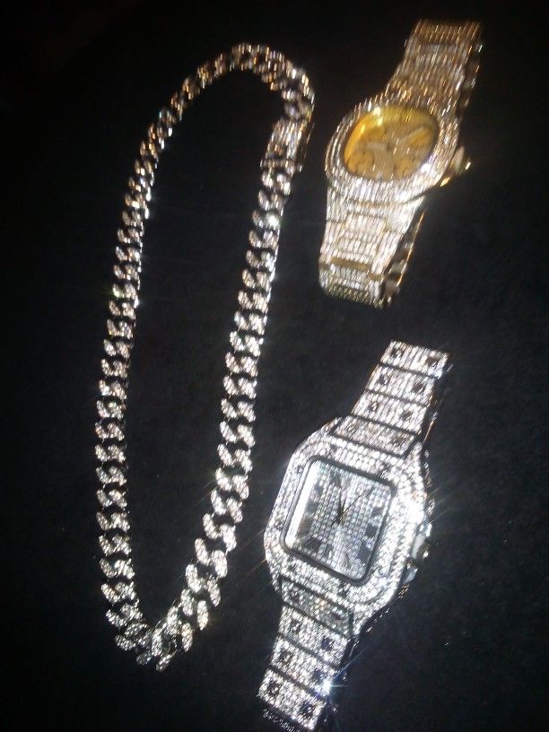 Lab Ice Package Of Three 18" And Two Timepieces Collection Australian Stones