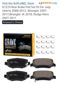 D1274 Rear Brake Pad Set Fit For Jeep Liberty 2008-2012, Wrangler 2007-2017,Wrangler JK 2018, Dodge Nitro 2007-2011