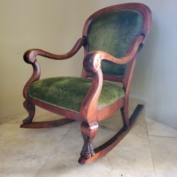 EMPIRE LION'S FOOT CLAWED ANTIQUE HANDMADE WOOD ROCKING CHAIR