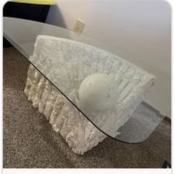 Postmodern Triangular Tessellated Stone Coffee Table Sphere Style Marble