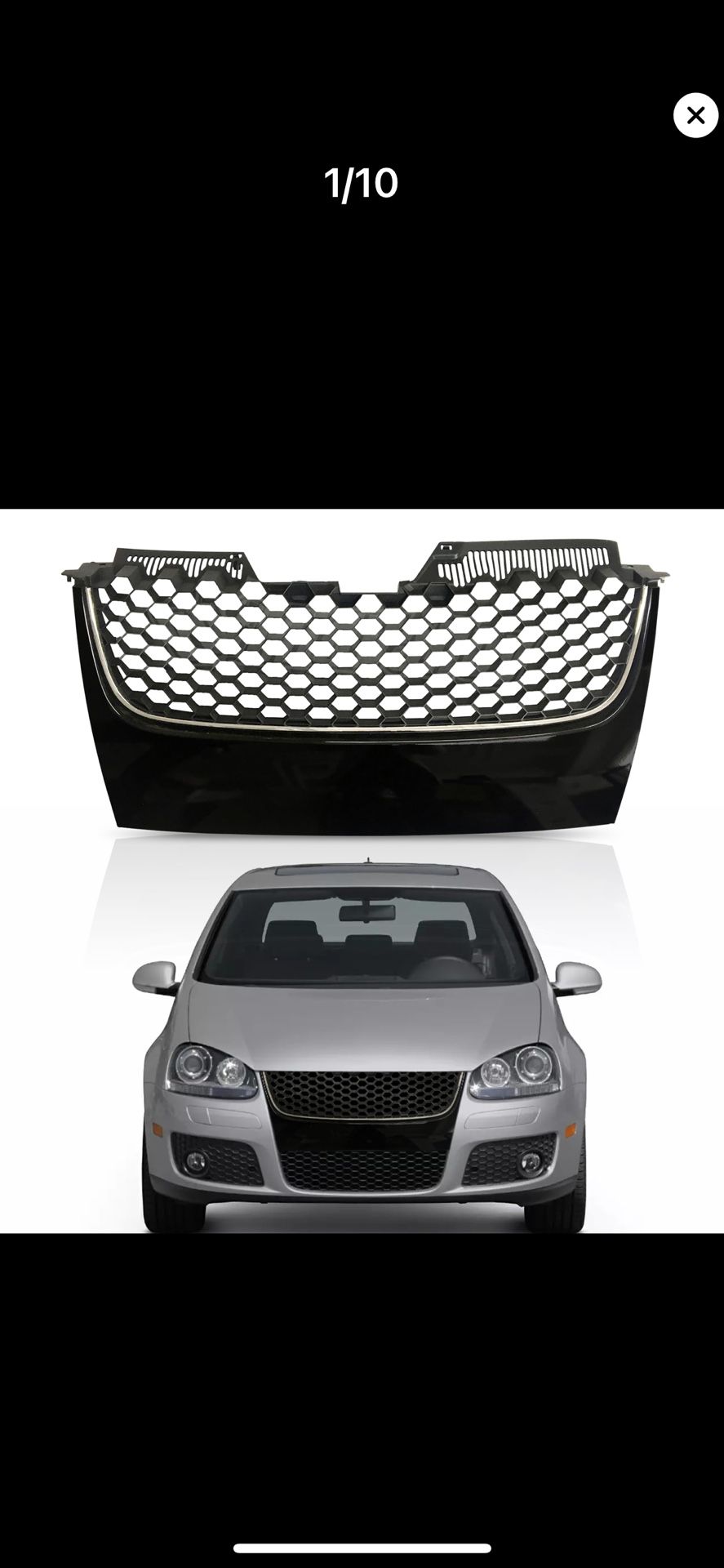 Badgeless Hex Mesh Grille Black W/Chrome Trim For 2006 2007 2008 2009 Volkswagen GTI GLI Jetta MK5