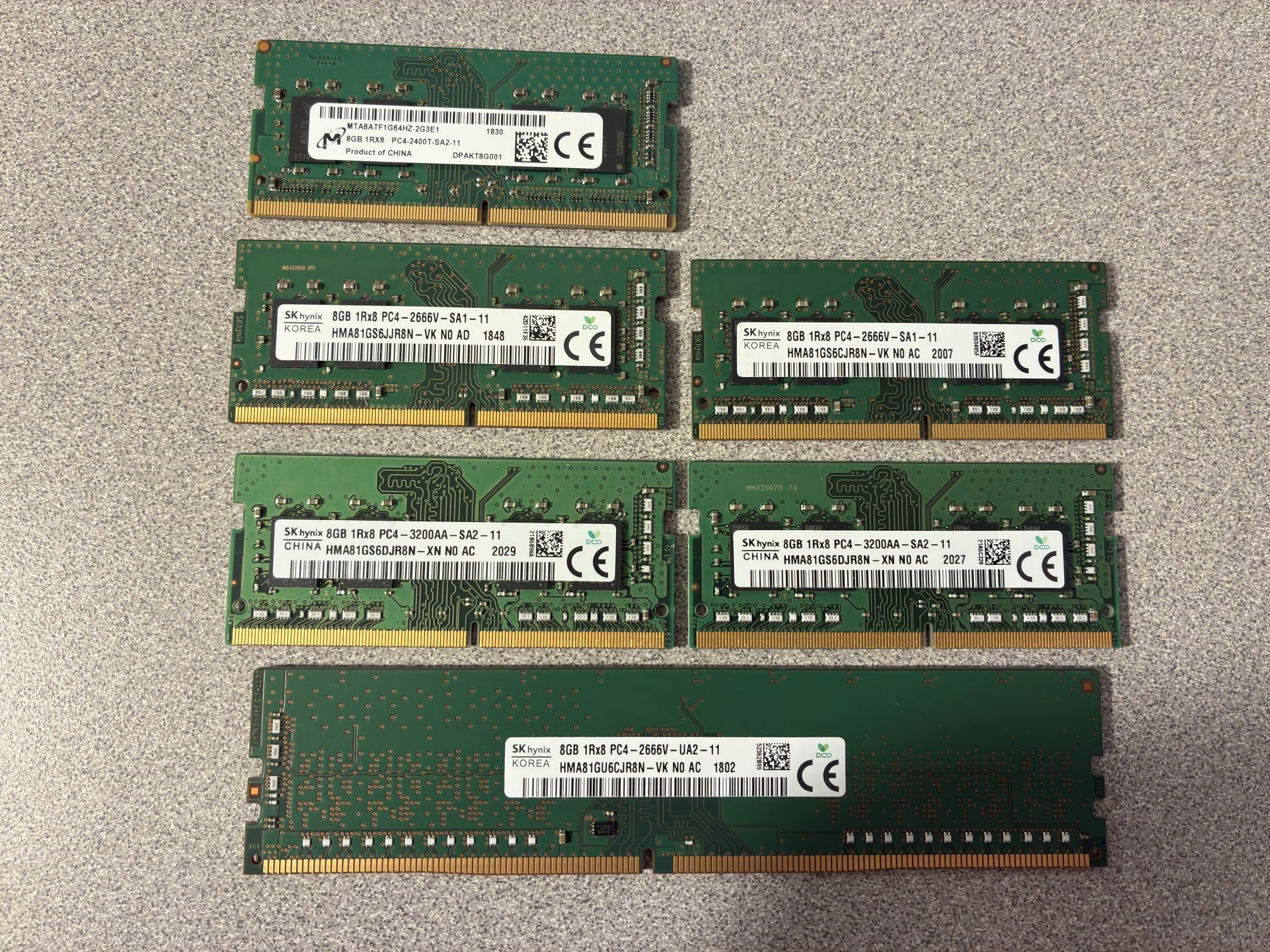 8GB DDR4 RAM for Laptops and Desktops (various brands and speeds)