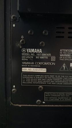Yamaha YST-SW305 Subwoofer and Satellite speakers. Great working condition.