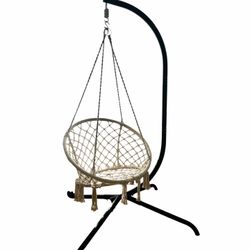 Boho Macrame Indoor/Outdoor Hanging Swing Chair with Tassels -Stand Included!
