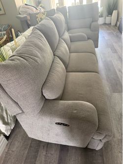 Electric reclining couch and coffee table