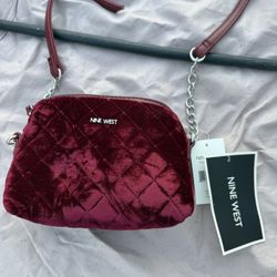 Nine West Burgundy Velvet Crossbody Bag