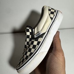 Vans Classic Slip-On Checkerboard Shoe “Black/White” Kids Size 1