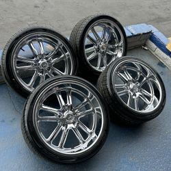 20 INCH STAGGER WHEELS AND TIRES  CHROME US MAG
