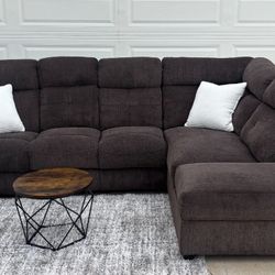 Brown Sectional Sofa w/ Storage Chaise – Clean & Comfortable