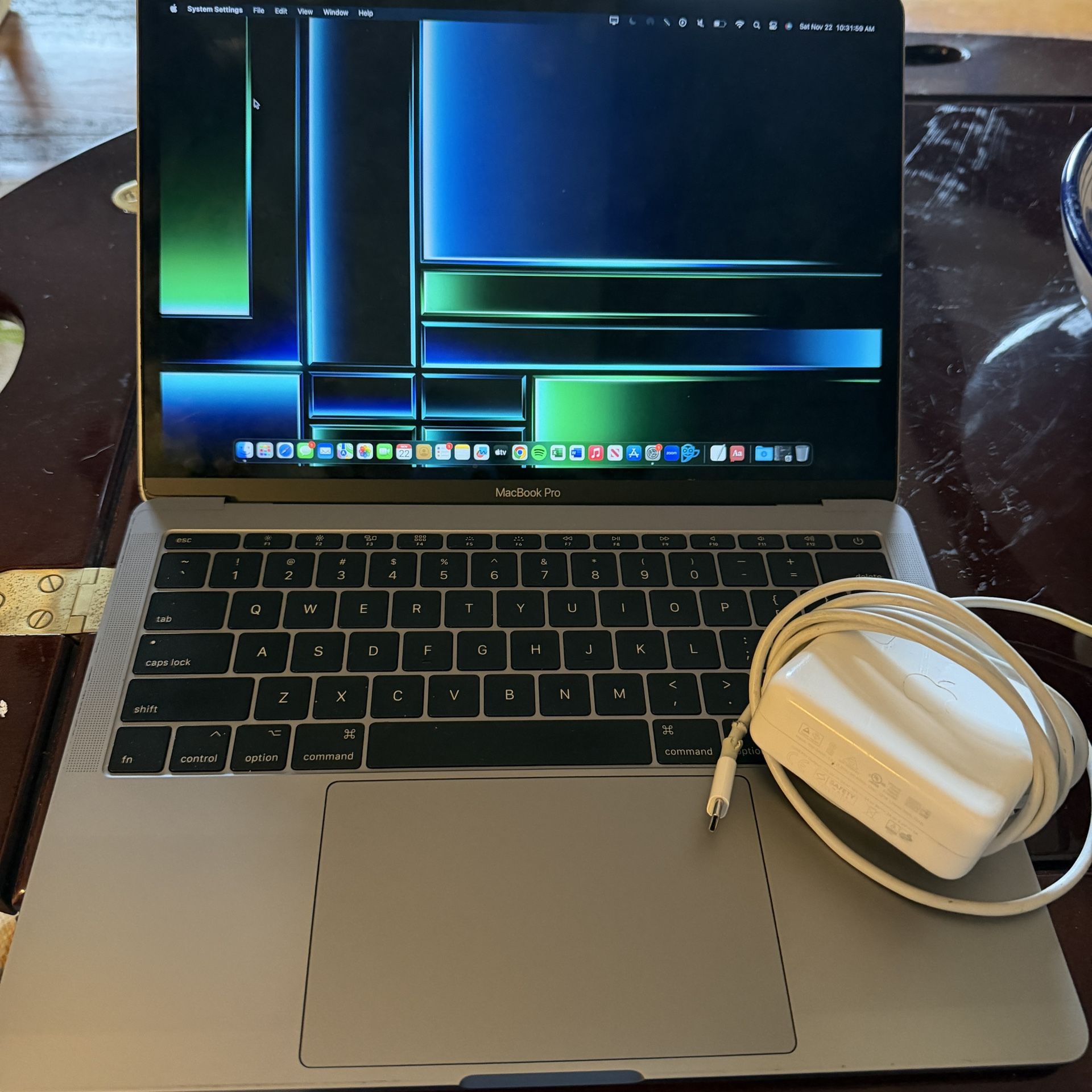 (no Box) MacBook Pro 13” (2017) – Works Great BUT (webcam scratched, Small Cosmetic Scratches)– i5 / 8GB / 121GB 