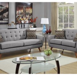 Gray Sofa And Love Seat Set (Free Delivery)
