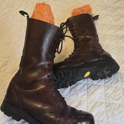Vintage 90's Doc Martens GETA GRIP Steel Toe 14 Hole Red Loggers