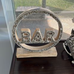 BAR Sign.  Wood And Sparkles