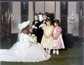 Exquisite Victorian Inspired Bridal Gown with Matching Hat & Veil Professionally Preserved