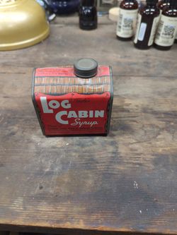 Antique Log Cabin Syrup Tin
