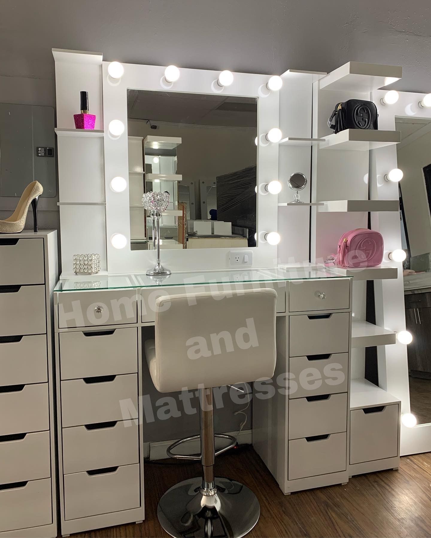 Vanity Set Hollywood Mirror LED Lights Makeup Table✨Brand New 