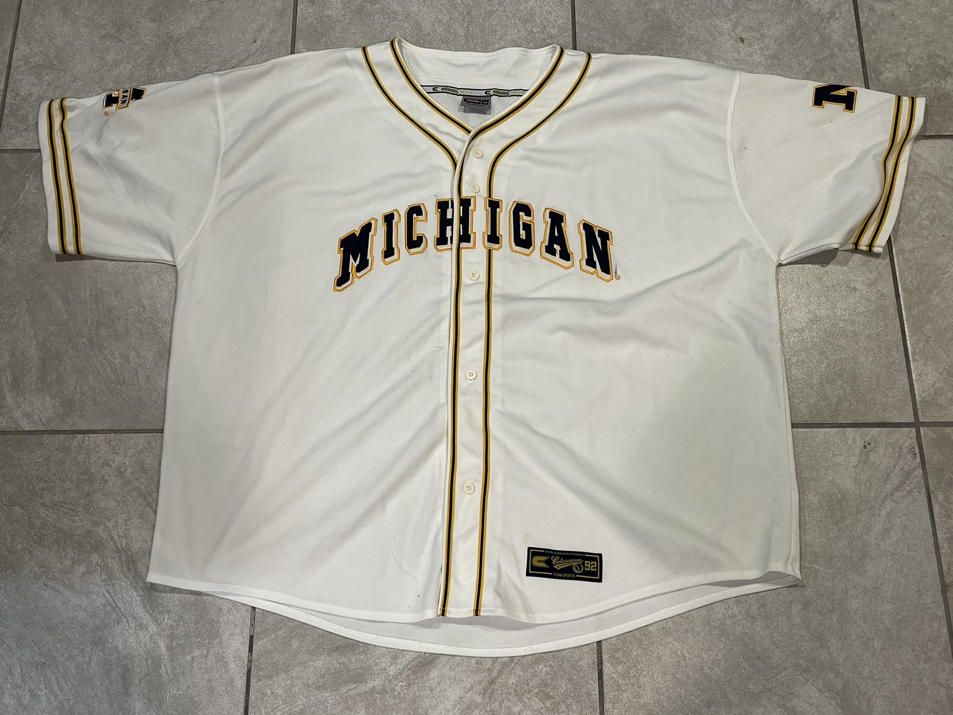 Michigan Wolverines Baseball Jersey 3XL colosseum Athletics Authentic Preowned 