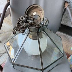 Antique Glass Hanging Light Fixture 