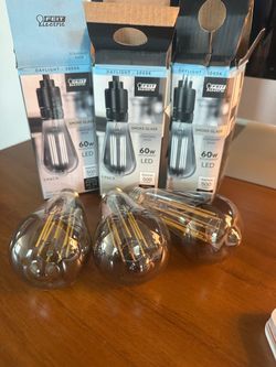 3 Feit Electric Vintage LED Smoke Glass Bulbs – 60W Equivalent