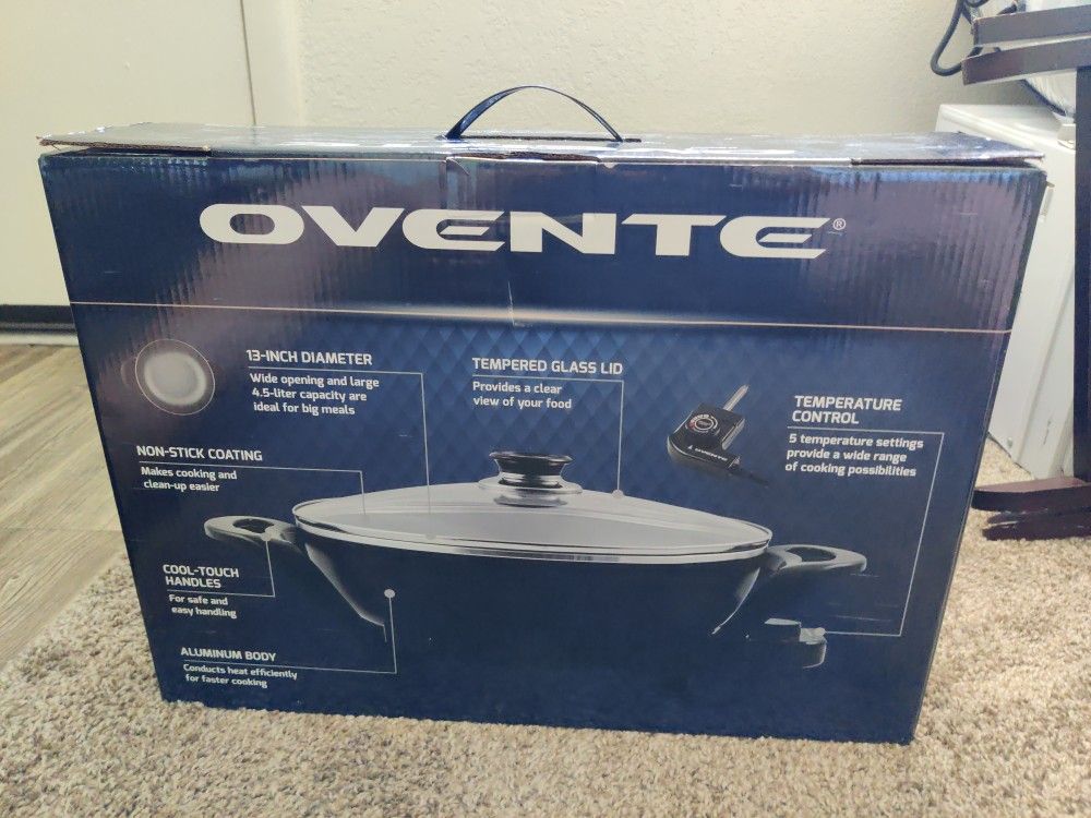 Ovente Electric Skillet with Nonstick Coating Pan & Borosilicate