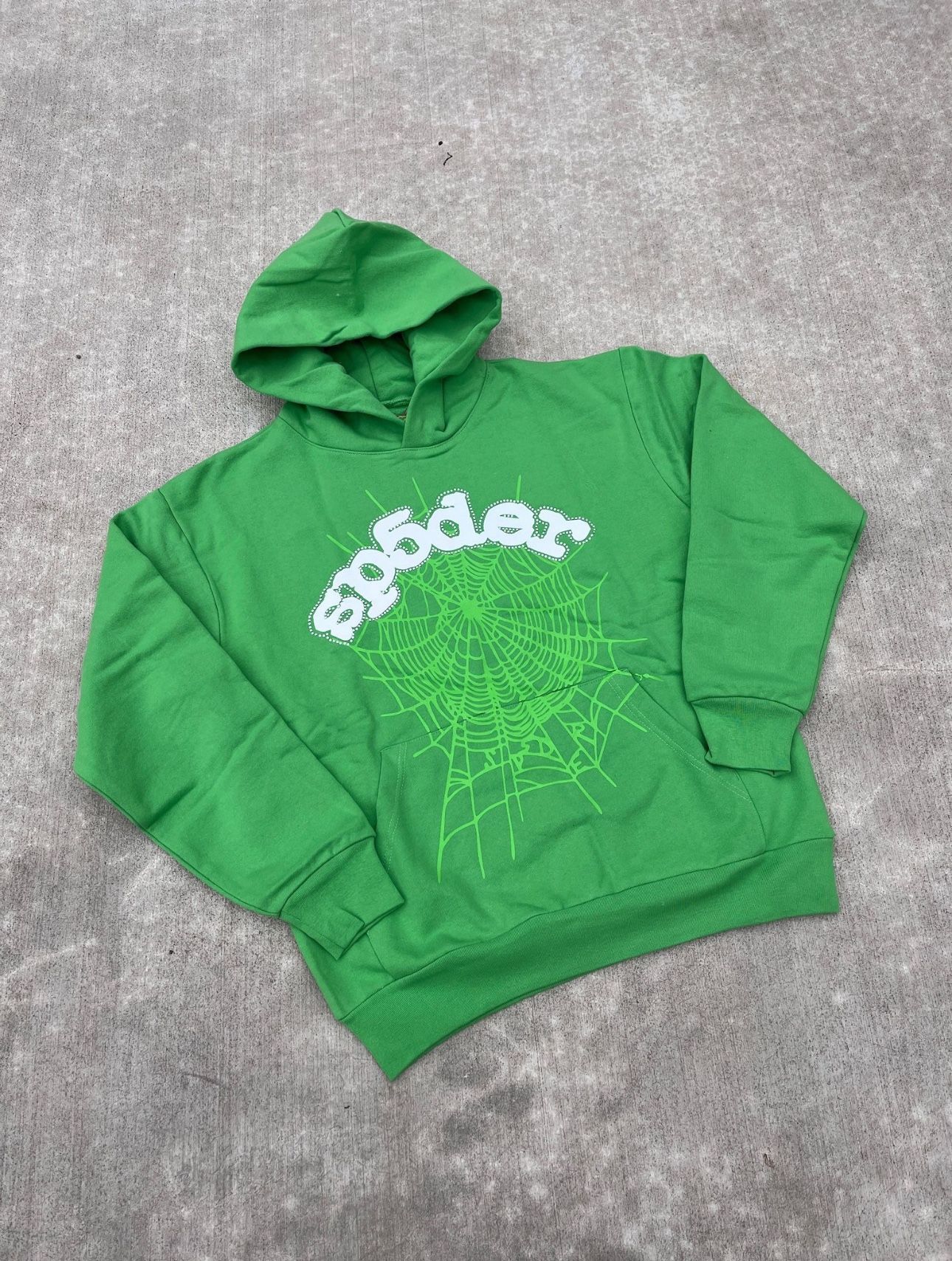 Slime Green Rhinestone Spider Hoodie