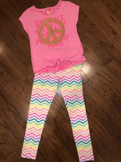 New Girls sz 10/12 Peace Tee & Leggings