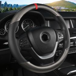 🚗 KAFEEK Carbon Fiber Steering Wheel Cover – Gray 15”