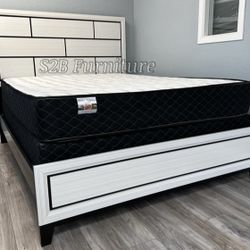 Queen White Plain Blocked With Orthopedic Mattress 