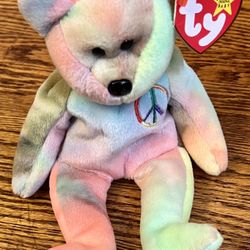 Rare Ty Retired "Peace" Bear Beanie Baby 1996 Tag Errors