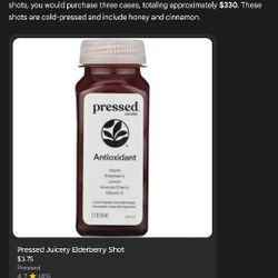 Bulk Pressed Juicery Elderberry Shots - 72ct Boxes - 50% OFF