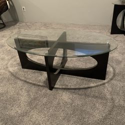 Glass Coffee Table With 2 Matching End, Matching Console And Coffee Table