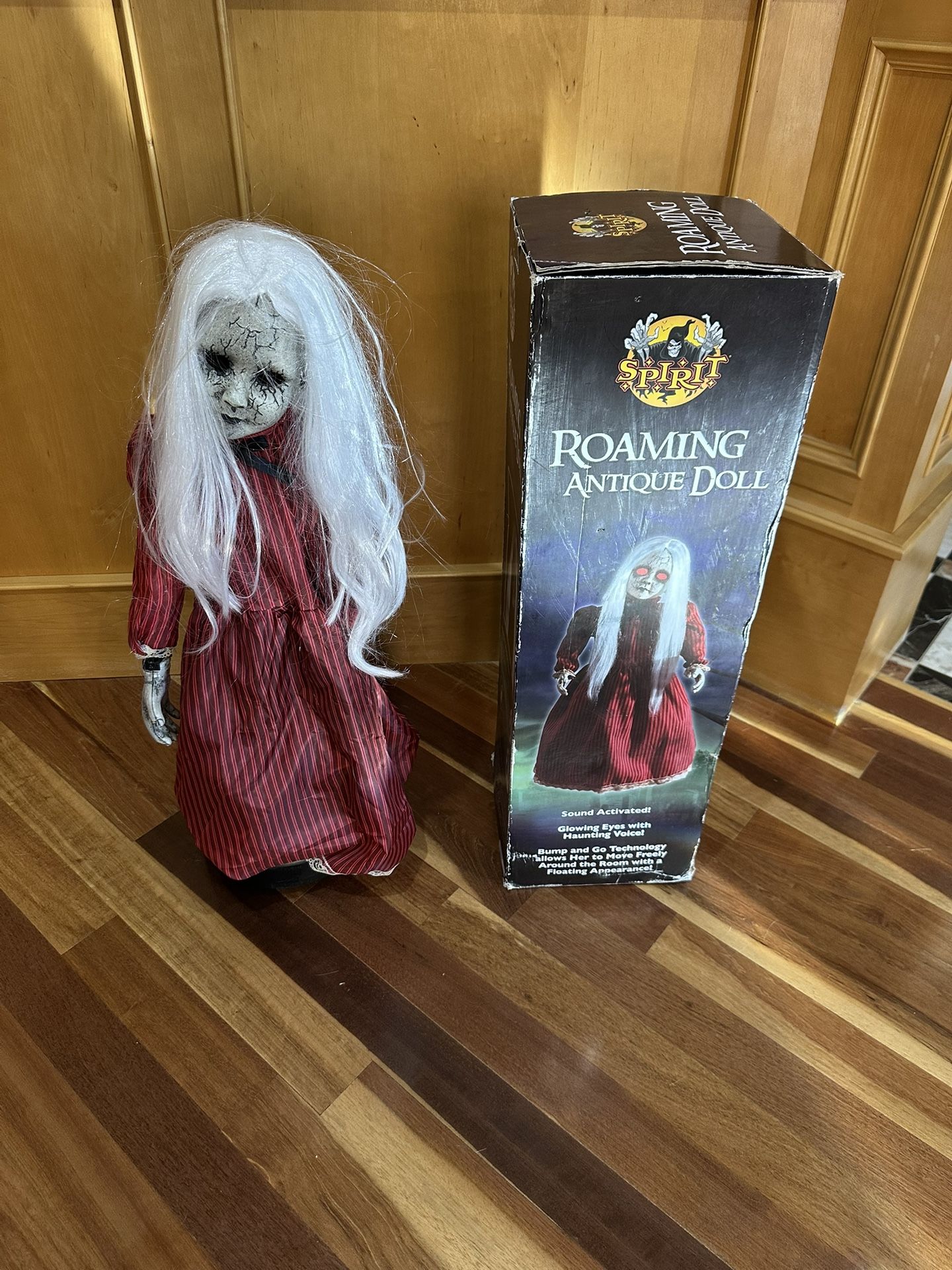 Spirit Halloween ROAMING ANTIQUE DOLL-FLOATING Sound Activated Haunted Animated