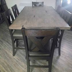 Tall wooden dining set